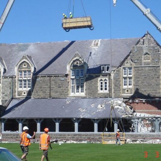 propping work following earthquakes, Christ's College
