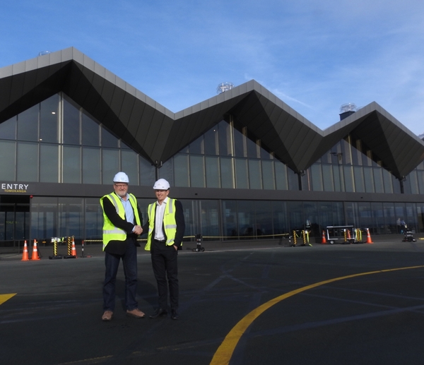 Rick Herd (left) and Scott Gibbons at Nelson Airport terminal 1